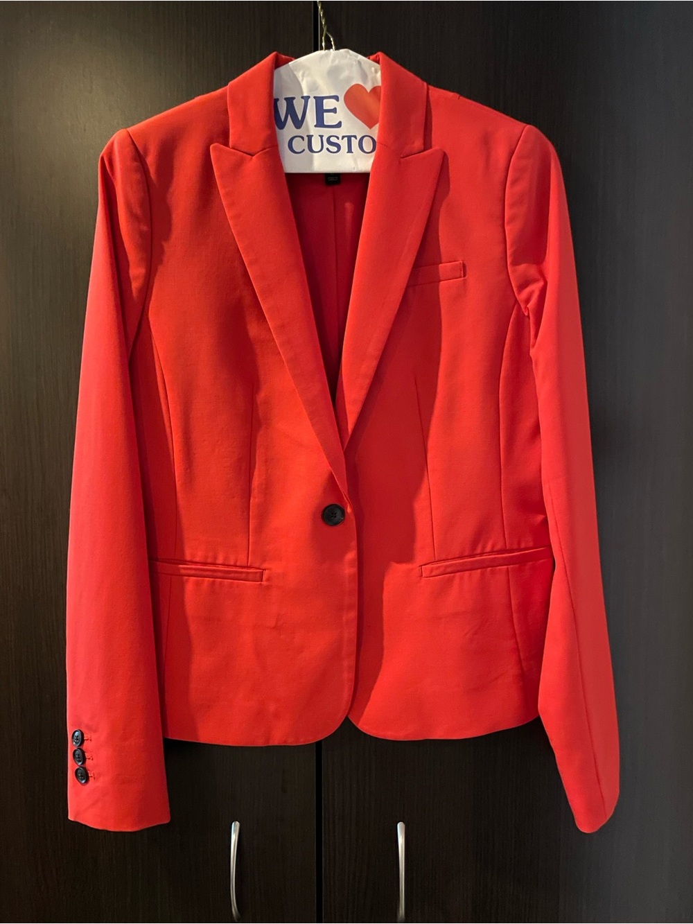 Women's Red Single-Button Blazer Jacket